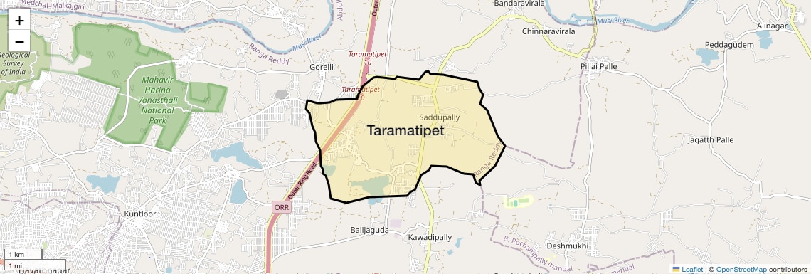 Location Map of Taramatipet, Hyderabad