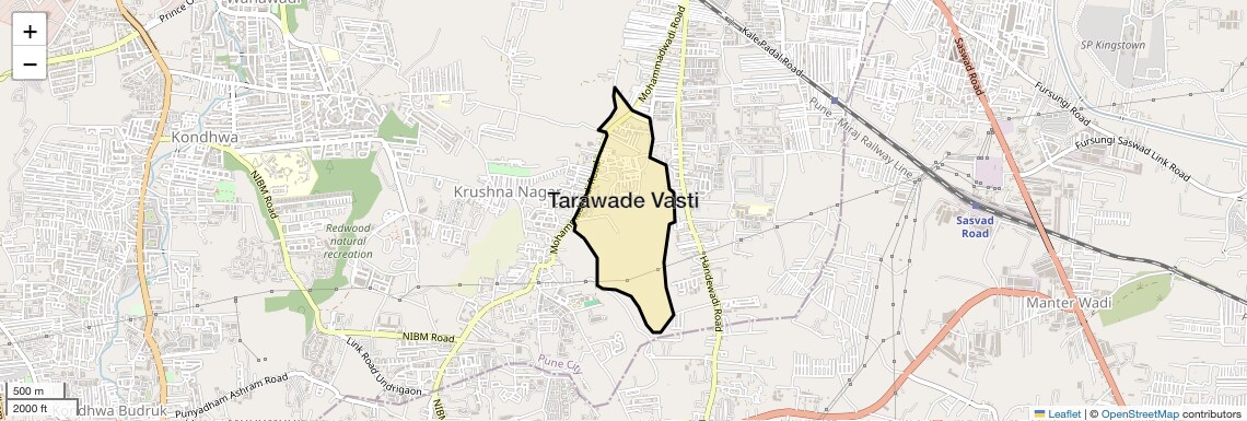 Location Map of Tarawade Vasti, Pune