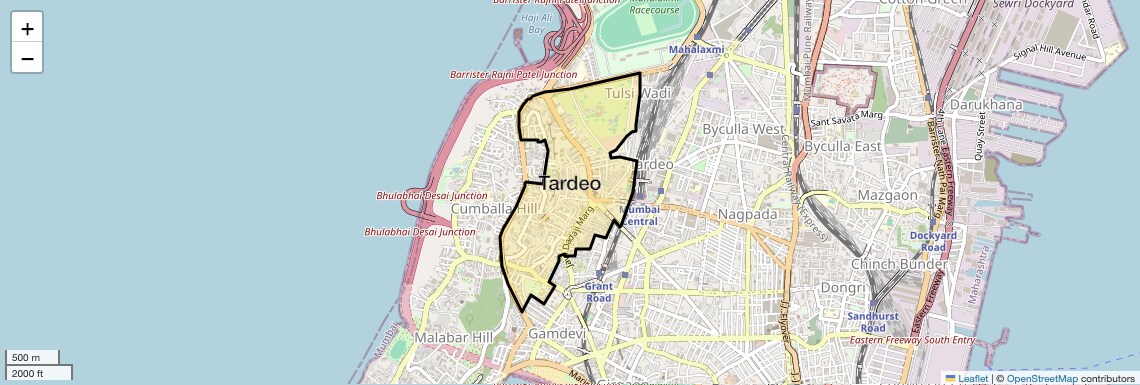 Location Map of Tardeo, Mumbai