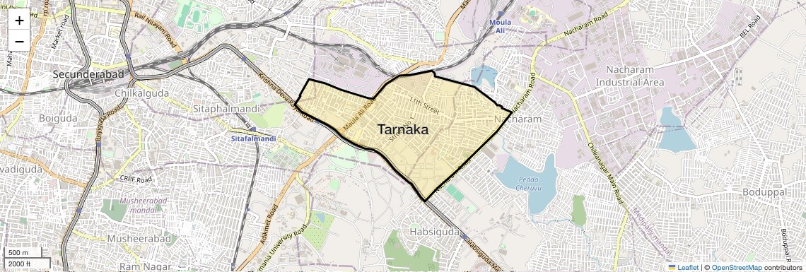 Location Map of Tarnaka, Hyderabad