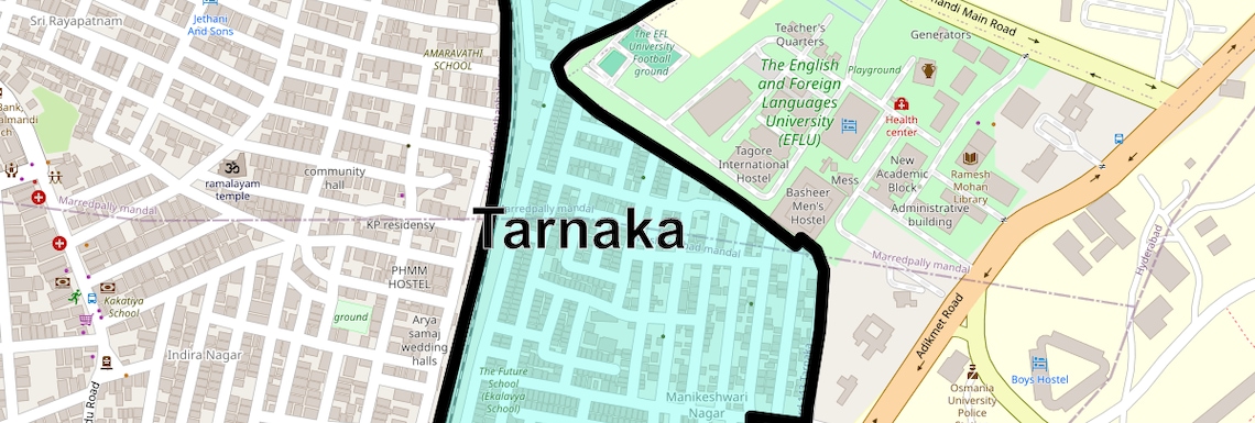 Location Map of Tarnaka, Hyderabad