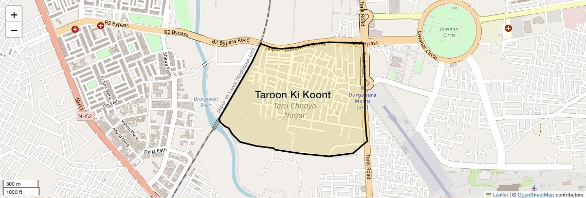 Location Map of Taroon Ki Koont, Jaipur