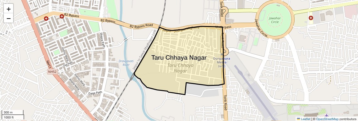 Location Map of Taru Chhaya Nagar, Jaipur