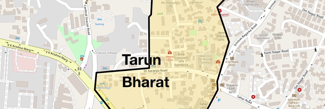Location Map of Tarun Bharat, Mumbai