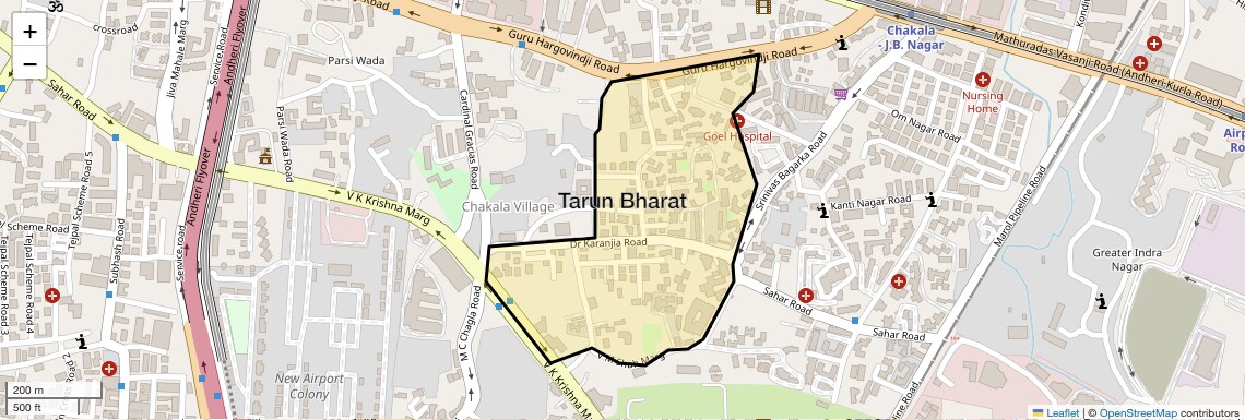 Location Map of Tarun Bharat, Mumbai