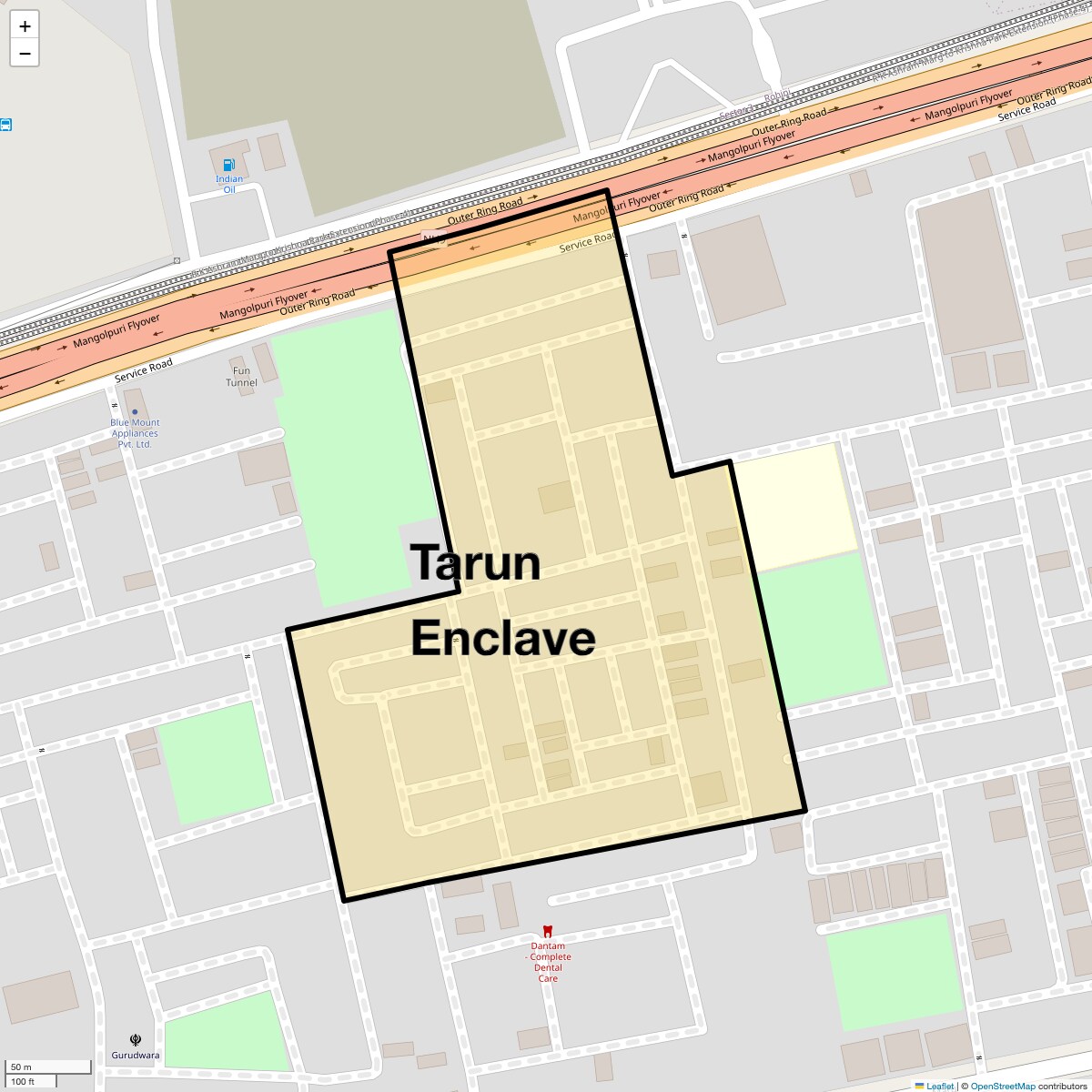 Location Map of Tarun Enclave, Delhi