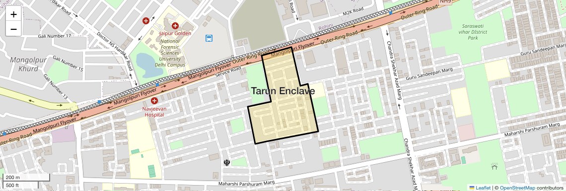 Location Map of Tarun Enclave, Delhi