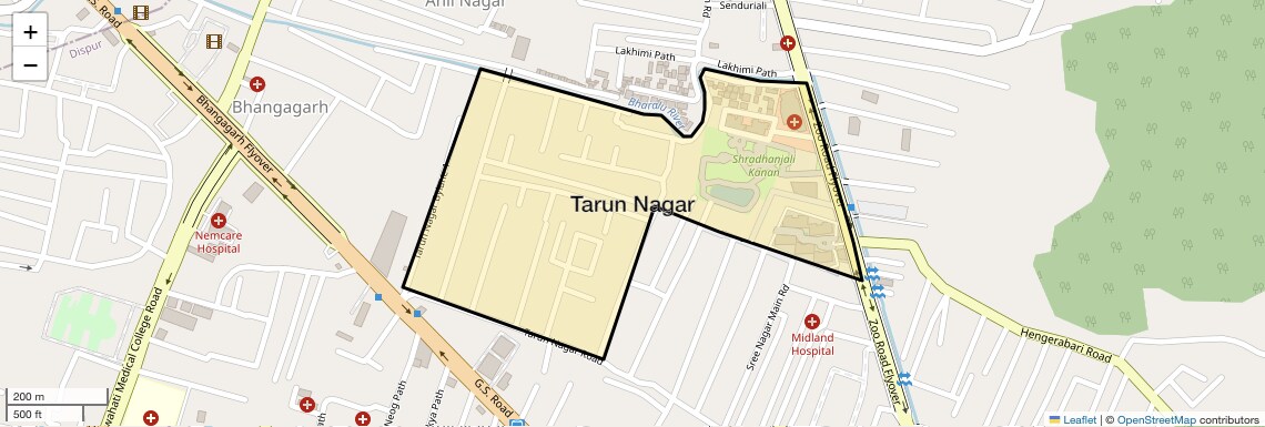 Location Map of Tarun Nagar, Guwahati