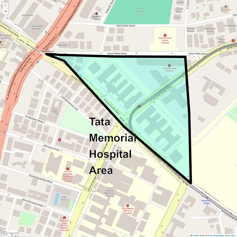 Location Map of Tata Memorial Hospital Area