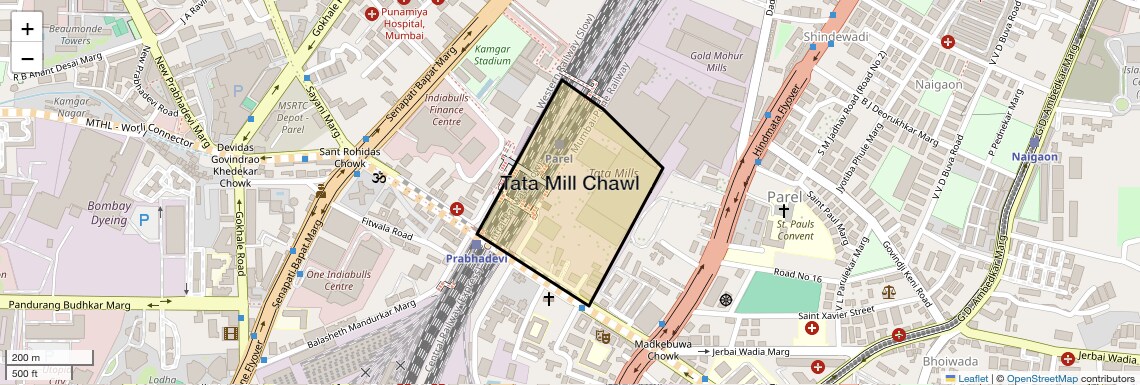 Location Map of Tata Mill Chawl, Mumbai
