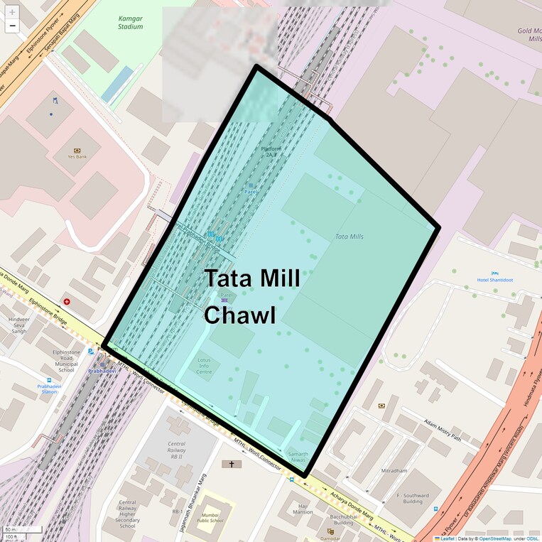 Location Map of Tata Mill Chawl