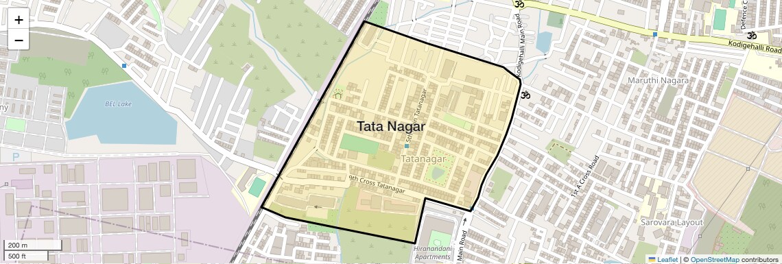Location Map of Tata Nagar, Bangalore