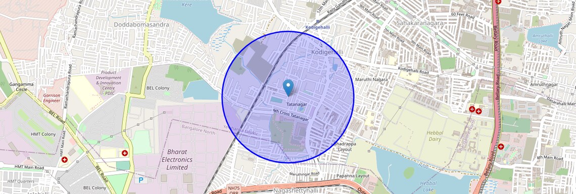 Location Map of Tata Nagar, Bangalore