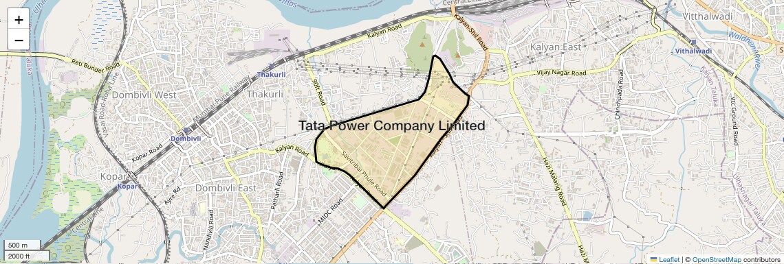 Location Map of Tata Power Company Limited, Thane