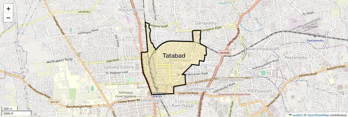 Location Map of Tatabad, Coimbatore