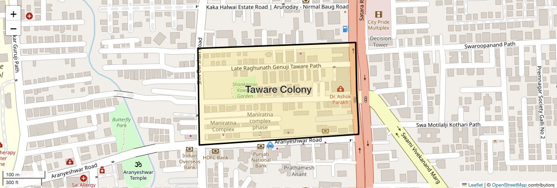 Location Map of Taware Colony, Pune