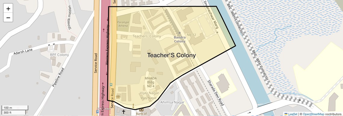 Location Map of Teacher'S Colony, Mumbai