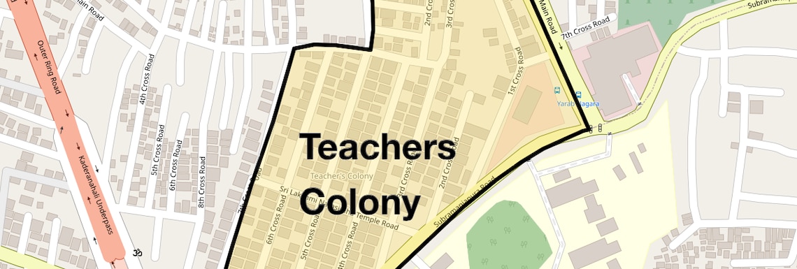 Location Map of Teachers Colony, Bangalore