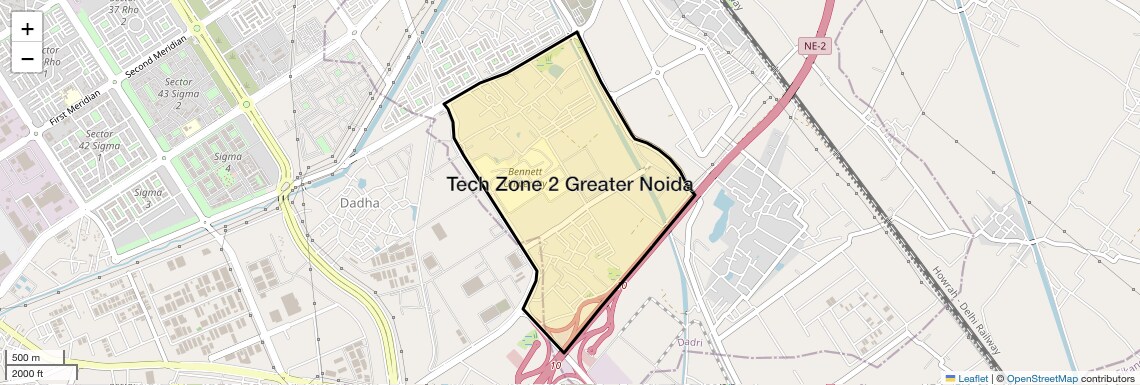 Location Map of Tech Zone 2 Greater Noida, Greater Noida
