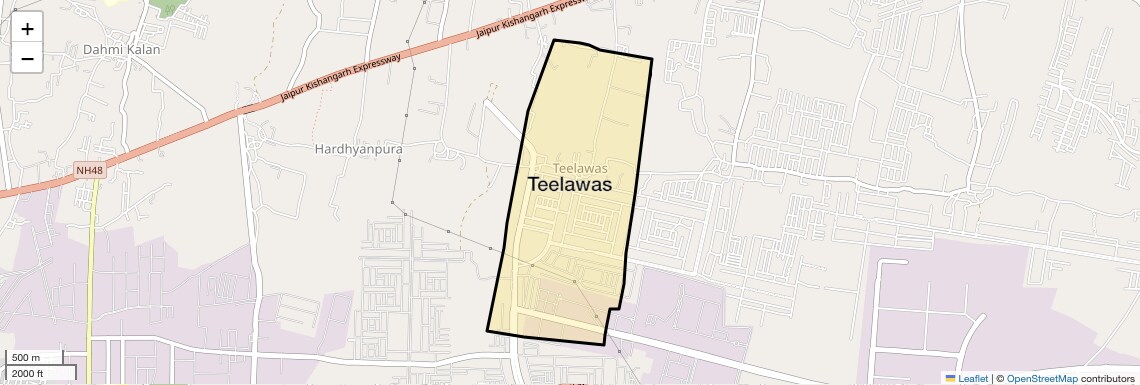 Location Map of Teelawas, Jaipur