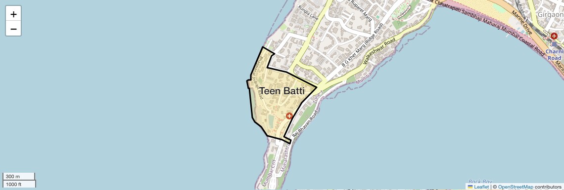 Location Map of Teen Batti, Mumbai