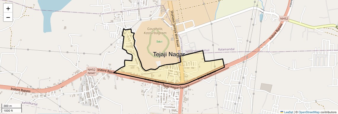 Location Map of Tejaji Nagar, Indore