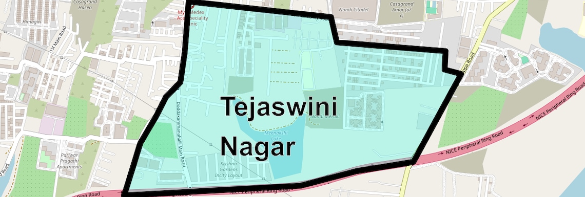 Location Map of Tejaswini Nagar, Bangalore
