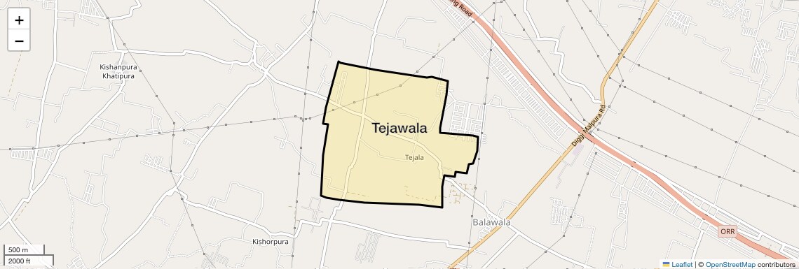 Location Map of Tejawala, Jaipur