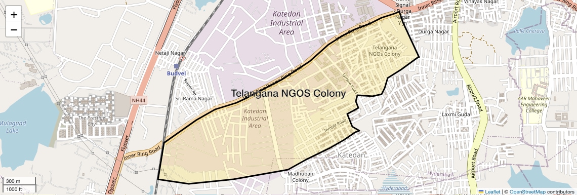Location Map of Telangana NGOS Colony, Hyderabad