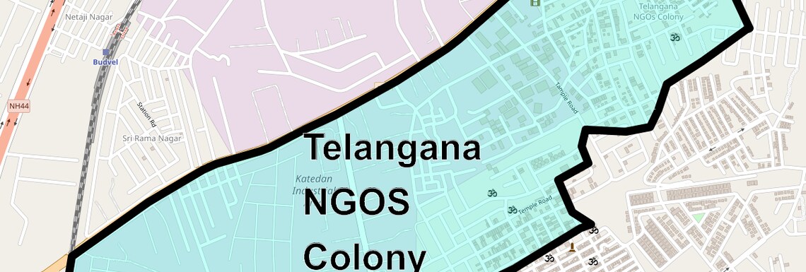 Location Map of Telangana Ngos Colony, Hyderabad