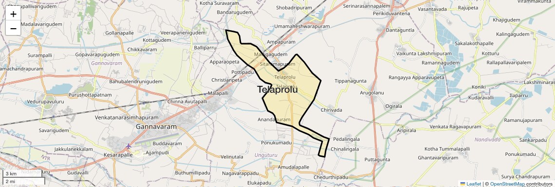Location Map of Telaprolu, Vijayawada