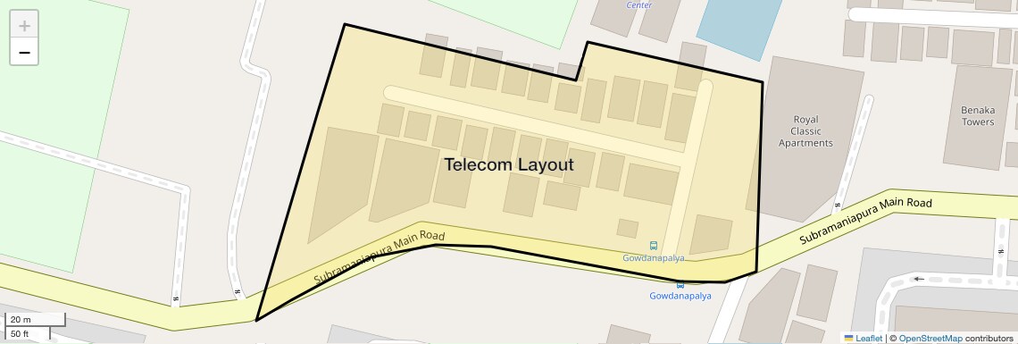 Location Map of Telecom Layout, Bangalore