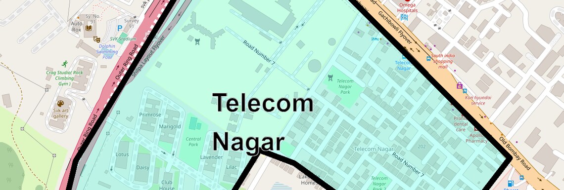 Location Map of Telecom Nagar, Hyderabad