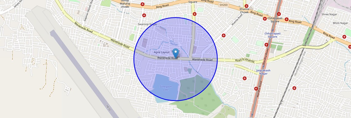 Location Map of Telecom Nagar T Point, Nagpur