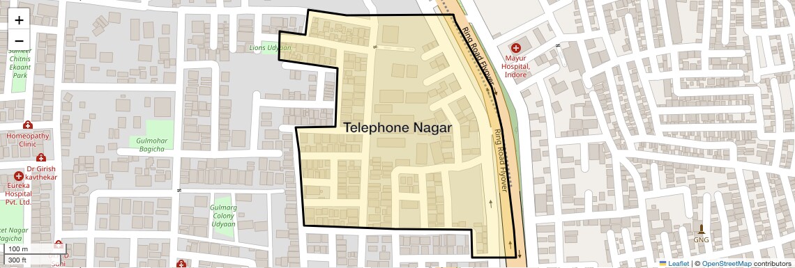 Location Map of Telephone Nagar, Indore
