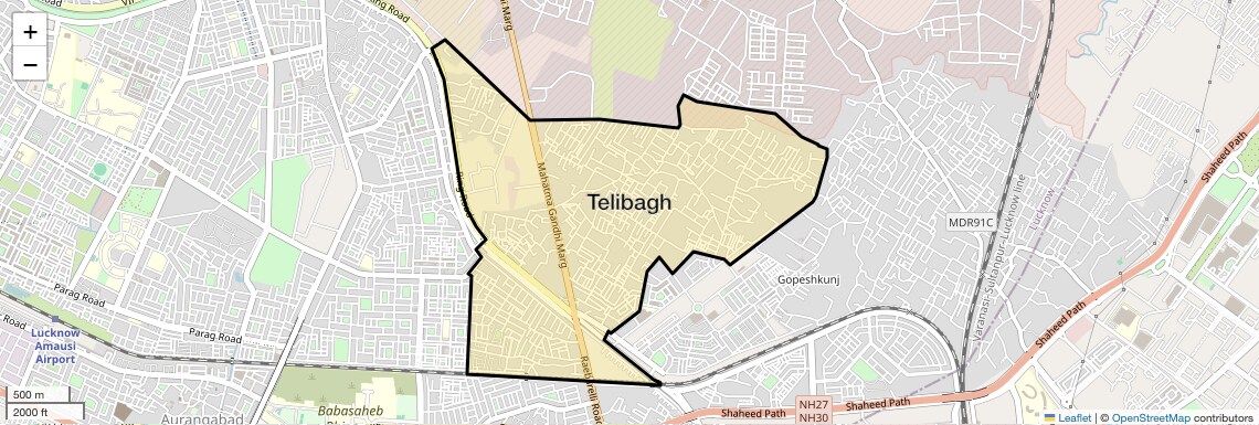 Location Map of Telibagh, Lucknow
