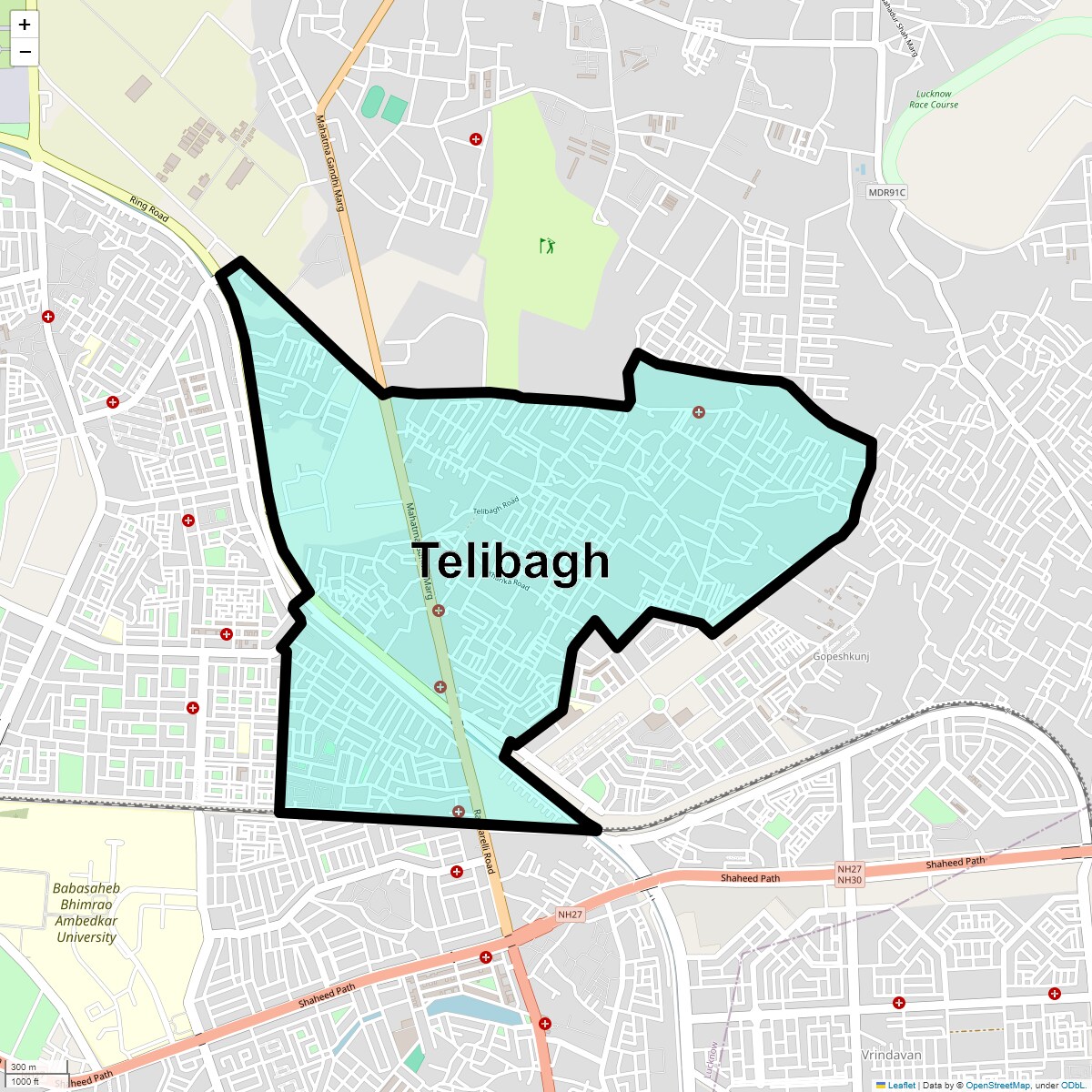 Location Map of Telibagh, Lucknow