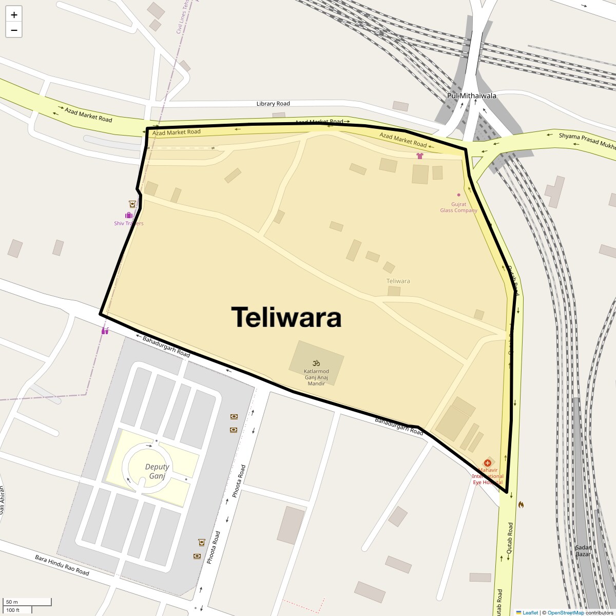 Location Map of Teliwara, Delhi