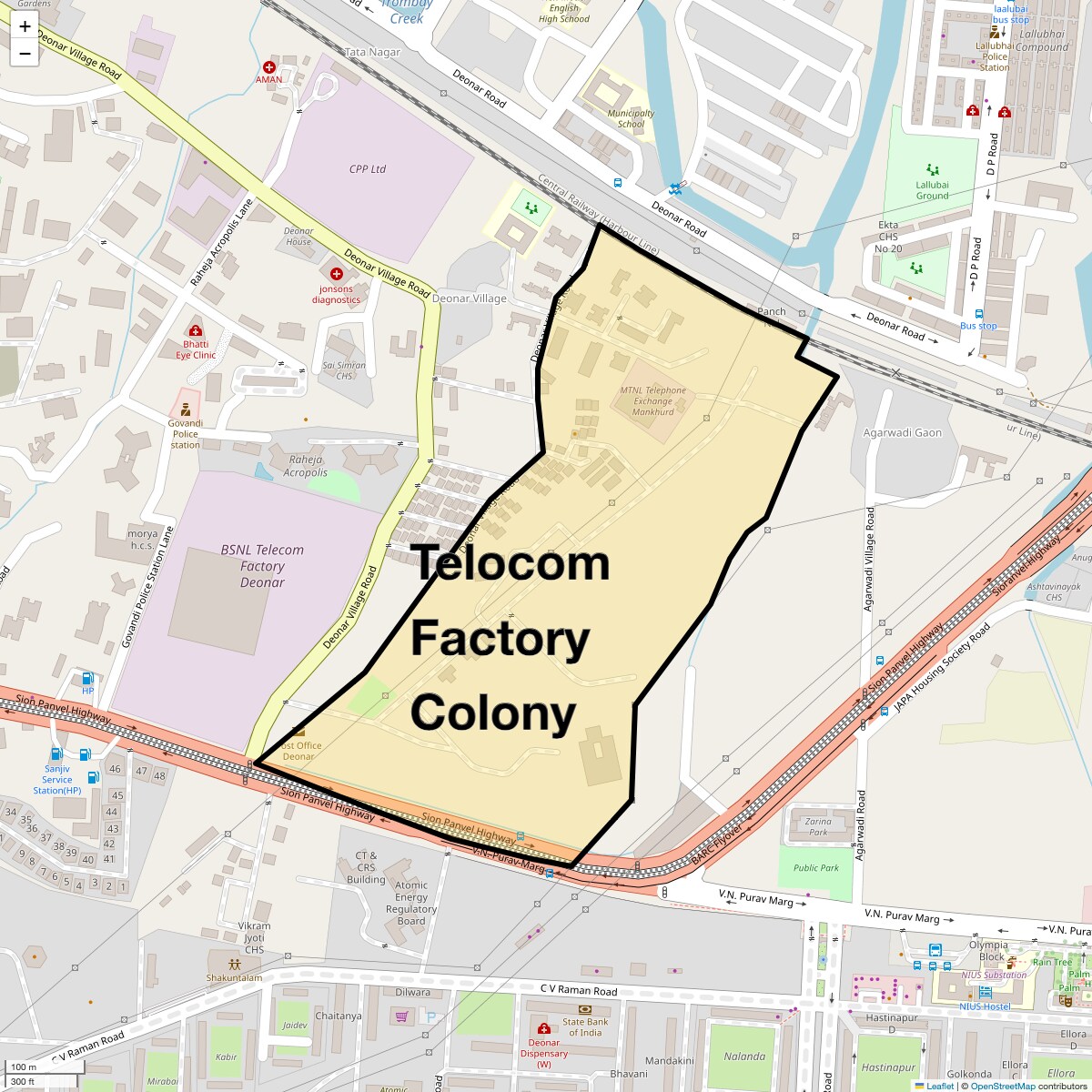 Location Map of Telocom Factory Colony, Mumbai