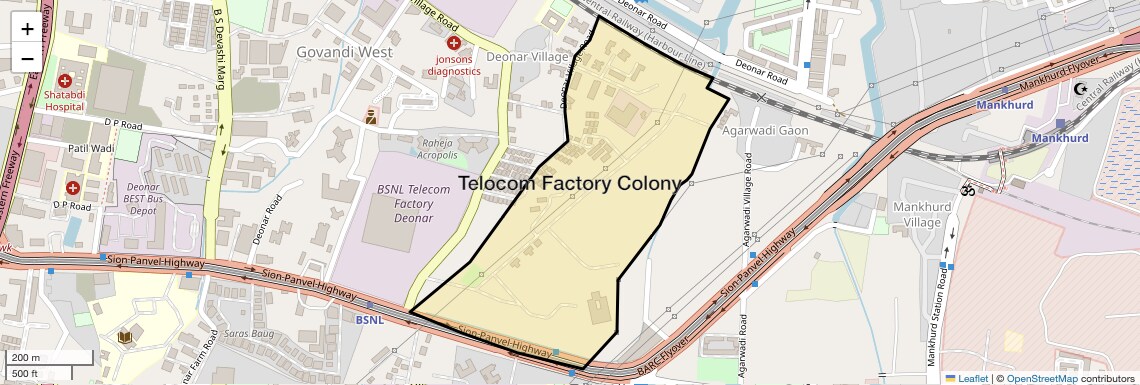 Location Map of Telocom Factory Colony, Mumbai