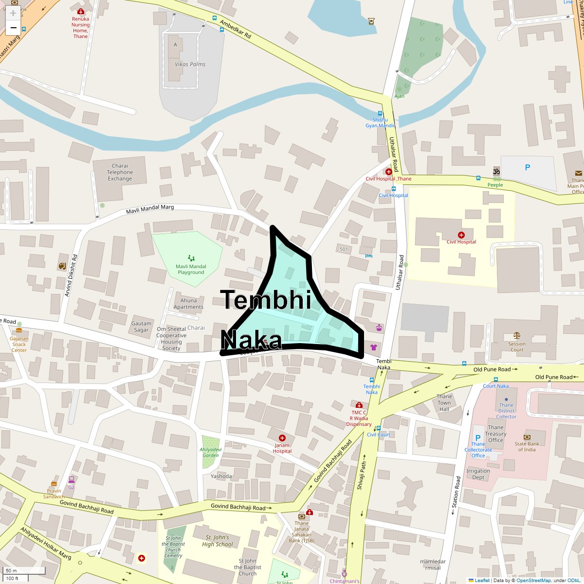 Location Map of Tembhi Naka, Thane