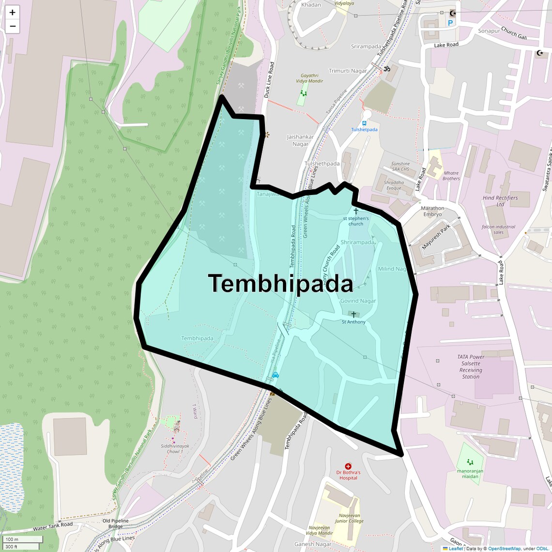 Location Map of Tembhipada, Mumbai