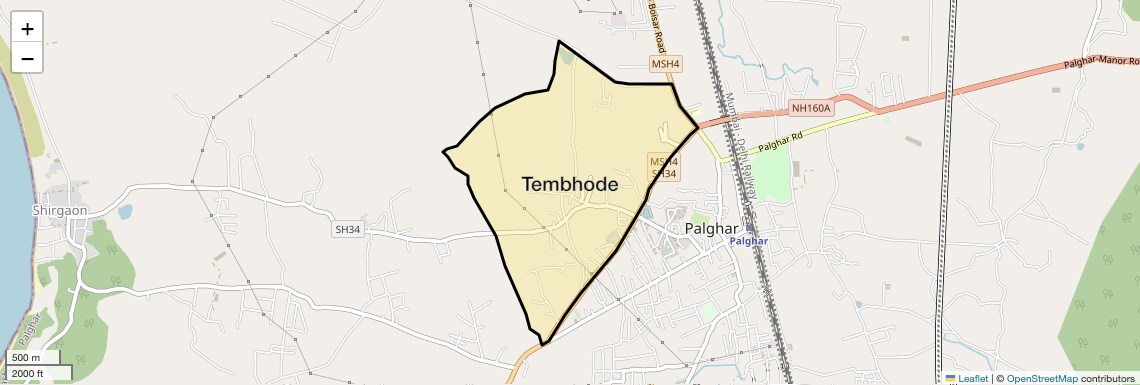 Location Map of Tembhode, Palghar