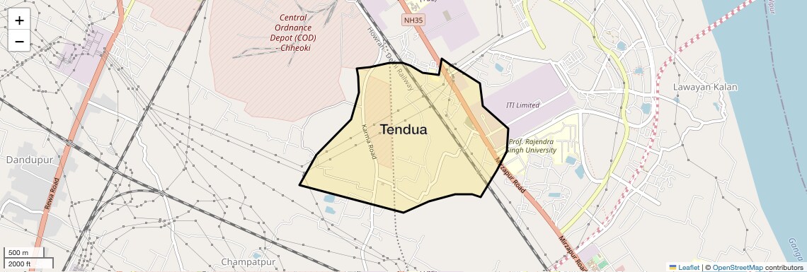 Location Map of Tendua, Allahabad
