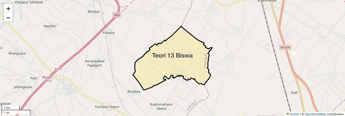 Location Map of Teori 13 Biswa, Ghaziabad