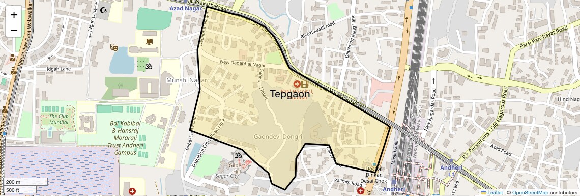 Location Map of Tepgaon, Mumbai