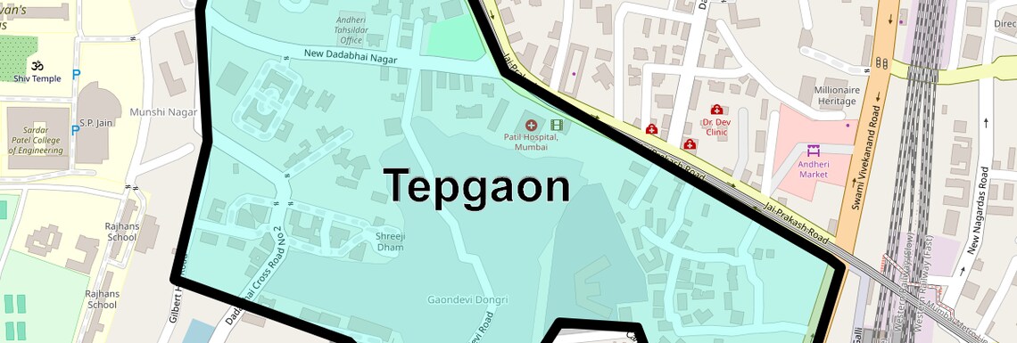 Location Map of Tepgaon, Mumbai