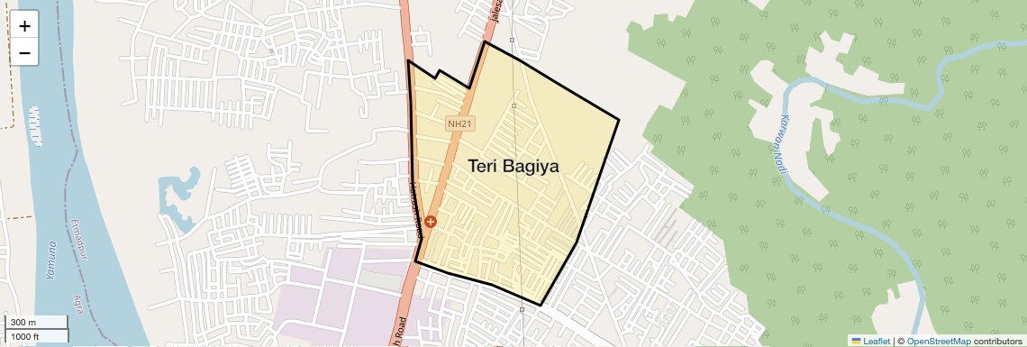 Location Map of Teri Bagiya, Agra