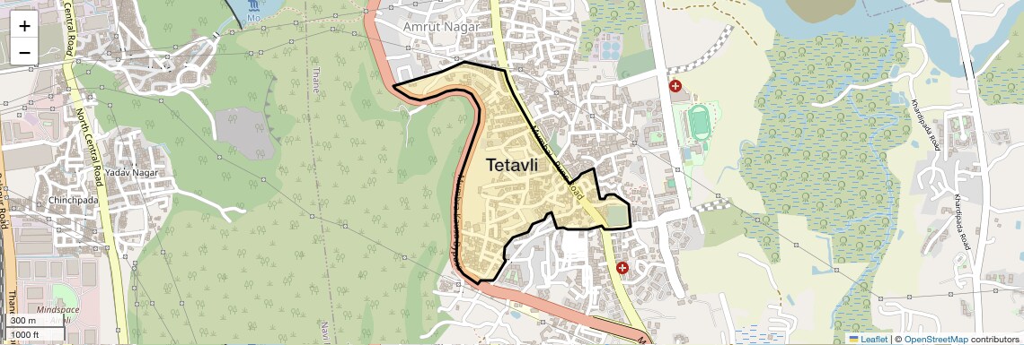 Location Map of Tetavli, Thane