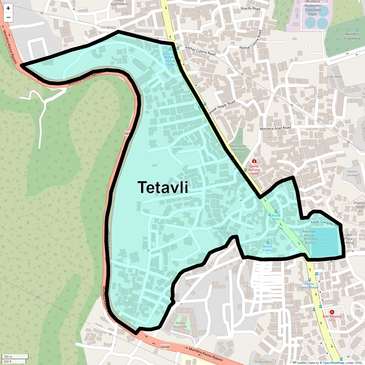 Location Map of Tetavli, Thane
